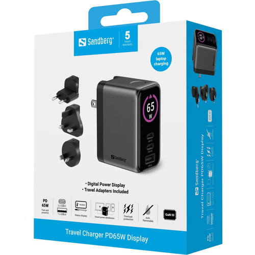 Sandberg Travel Charger PD65W Display Κατόπιν παραγγελίας