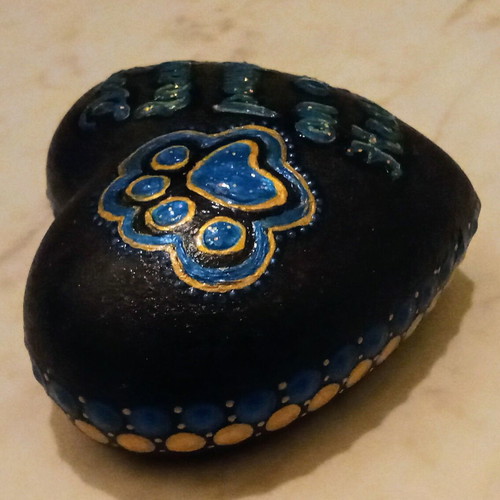 Handmade decorative plaster heart new with dot painting