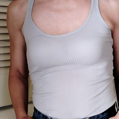 Massimo Dutti ribbed grey tank top XS