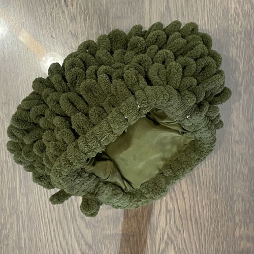 Handmade bucket bag in forest green micropolyester