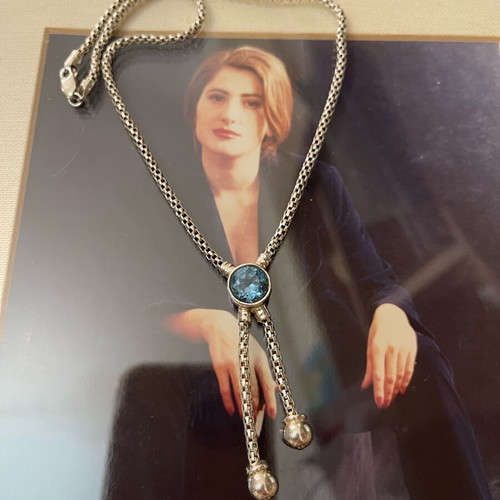 Italian Silver Necklace with Topaz like new, stamped 925, 16 g