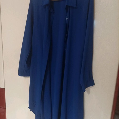 DRESS WITH BUTTONS BLUE M