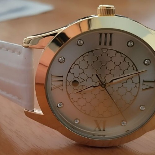 Helena Vera Elegant Women's Quartz Watch, White Leather Strap