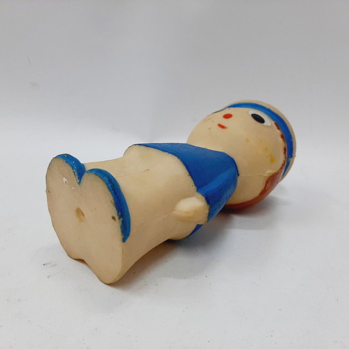 Vintage rubber figurine 70s cream blue 17×7.5 cm