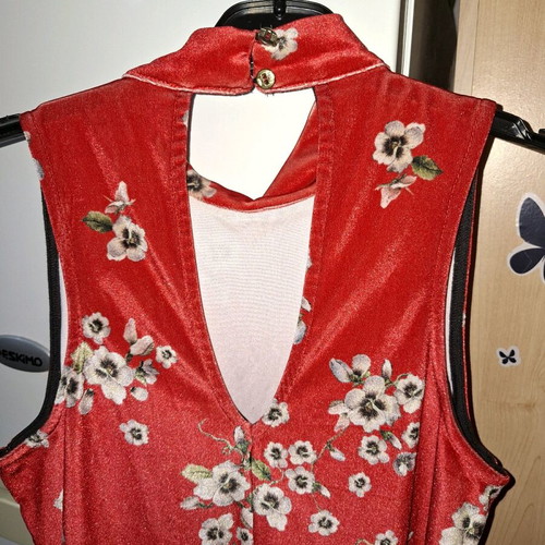 Mini velour sleeveless dress like new, red and orange