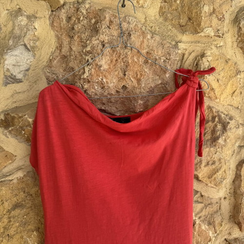 Coral Sleeveless Maxi Dress with Shoulder Tie, like new, XL