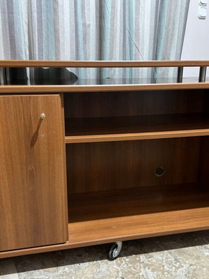 TV furniture like new with inox wheels and closed cabinet