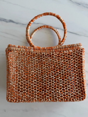 Straw bag new beige-orange 16x10x7
