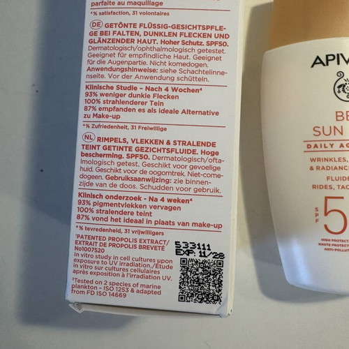 Apivita Bee Sun Safe Daily Age Repair SPF50 Tinted Face Fluid 50ml new