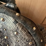 MCM Stark Python Print Backpack used, gray with studs