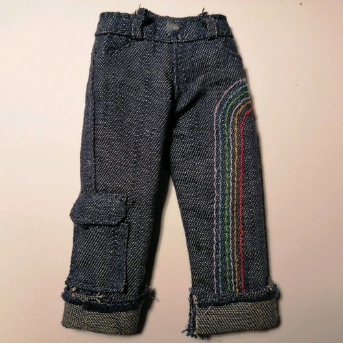 Barbie vintage denim capri pants used with embroidery