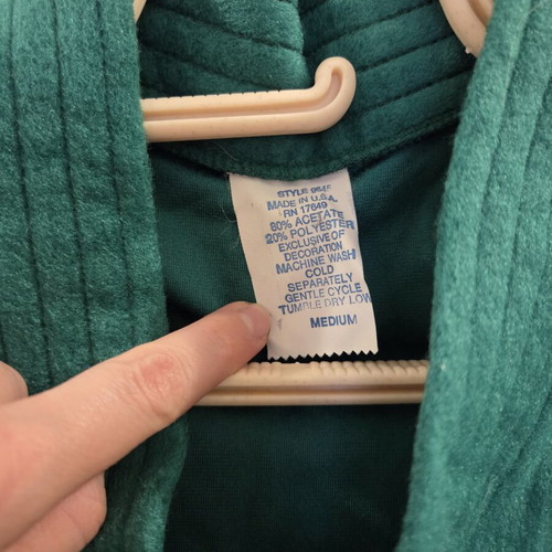 Vintage green robe made in USA like new, size Medium