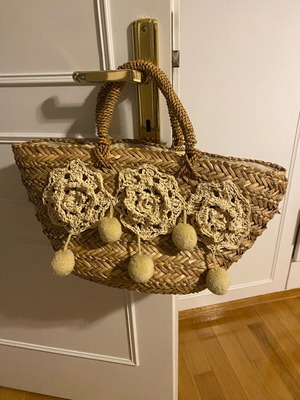 Boho straw bag used, handheld