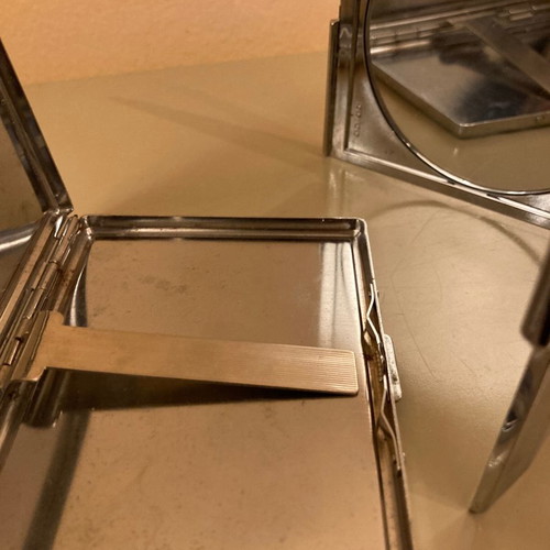 Tobacco Case and Mirror Set used, 2 pieces