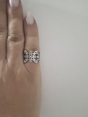 Silver Steel Chevalier Ring like new, adjustable
