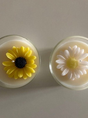 Daisy scented soy candle with salty caramel aroma, new