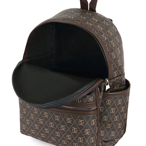 Soho backpack like new, brown with logo and 2 zipper compartments