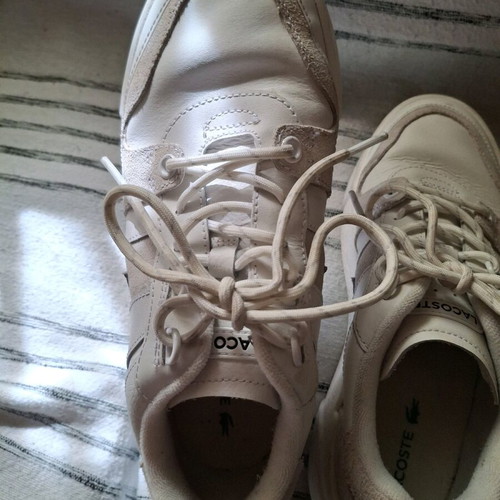 Lacoste sneakers used, white with suede details, size 38