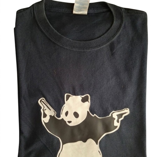 T-Shirt Panda with Guns used, size L, 100% cotton, black