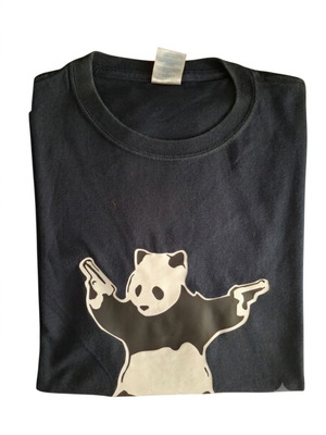 T-Shirt Panda with Guns used, size L, 100% cotton, black