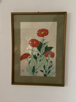 Έργο τέχνης μεταχειρισμένο με woodblock εκτύπωση Ιάπωνα καλλιτέχνη σε κορνίζα