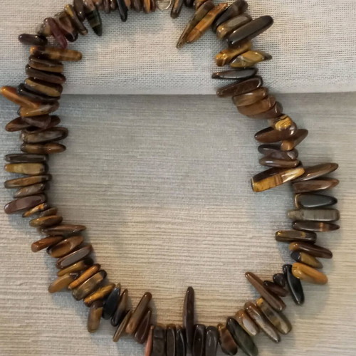 Tiger Eye Necklace 925 like new with silver clasp