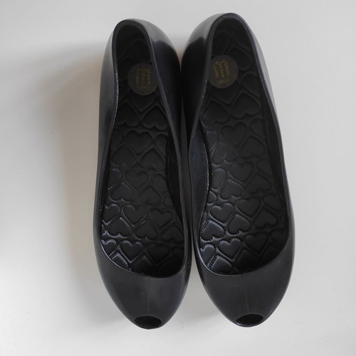 Melissa peep toe ballet flats, black, size 40