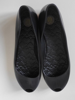Melissa peep toe ballet flats, black, size 40