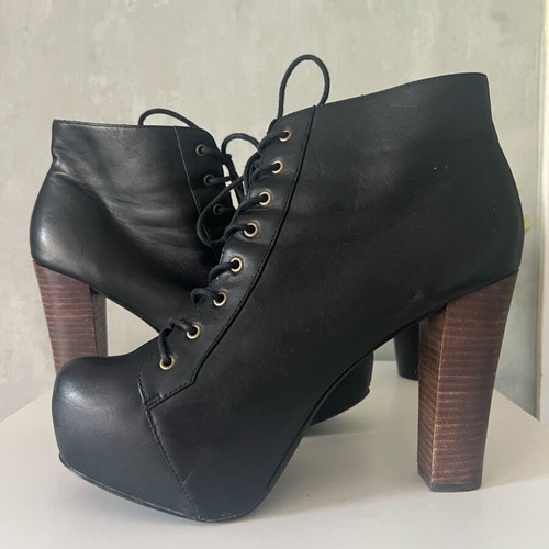 Black Lolita Style High Heel Boots like new, size 41
