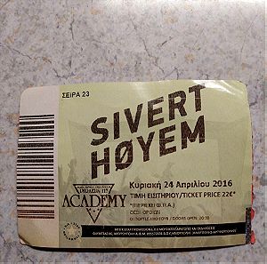 Απόκομμα εισιτηρίου Sivert Hoyem