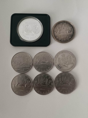 Canada Dollars used, set of 8 coins