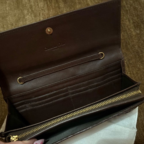 Lady Dior Woven brown wallet like new