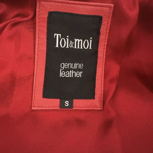 Toi & Moi Vintage Leather Trench Coat used, red, size S