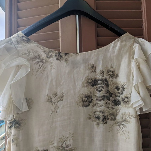 Sportmax linen dress used, beige with floral pattern