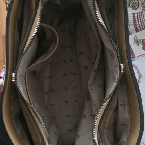 Verde handbag with 3 compartments, beige and gold