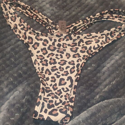 Animal print string bikini new, size M/L, beige brown