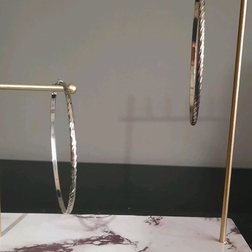 Silver Steel Hoop Earrings used, large size