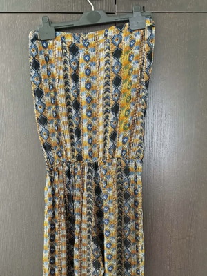 Jumpsuit boho strapless with elastic waist like new, size XL