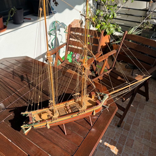 Wooden ship handmade from solid linden wood made to order