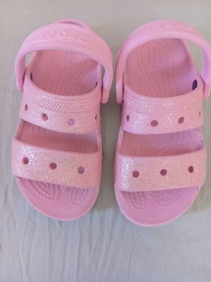 Crocs C10 ροζ πέδιλα με γκλίτερ