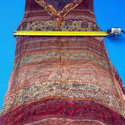 Boho beach coverup sheer maxi summer dress size M, made in India