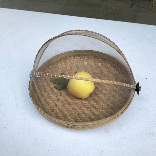 Bamboo basket with net used, suitable for drying