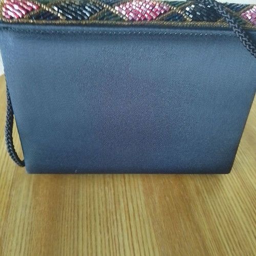 Vintage satin evening bag with colorful beads
