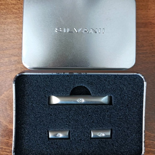 Salvanii cufflinks and tie clip set new, silver