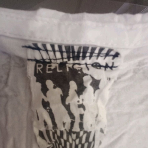 Religion T Shirt with black sequins, like new, white, size S