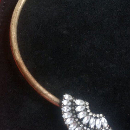 Vintage style Art Nouveau necklace used, bronze with zirconia
