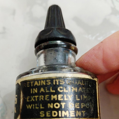 Stafford's Vintage Glass Drawing Ink Bottle No. 664, 3/4 oz