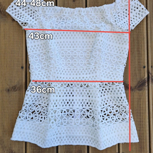 Access Fashion blouse with knitting and pleats, white, like new, size S/M