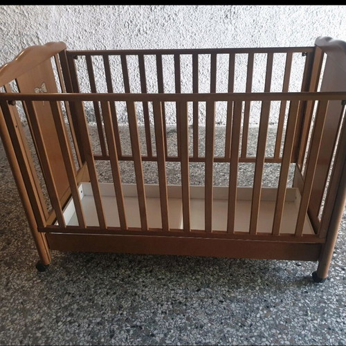 Wooden cot with mattress like new, barely used