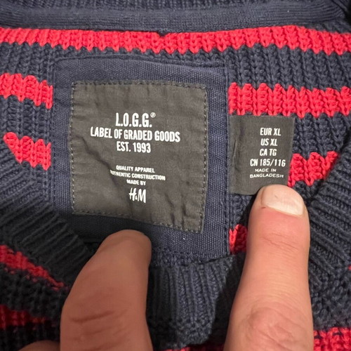 H&M cotton sweater used, size XL, blue and red